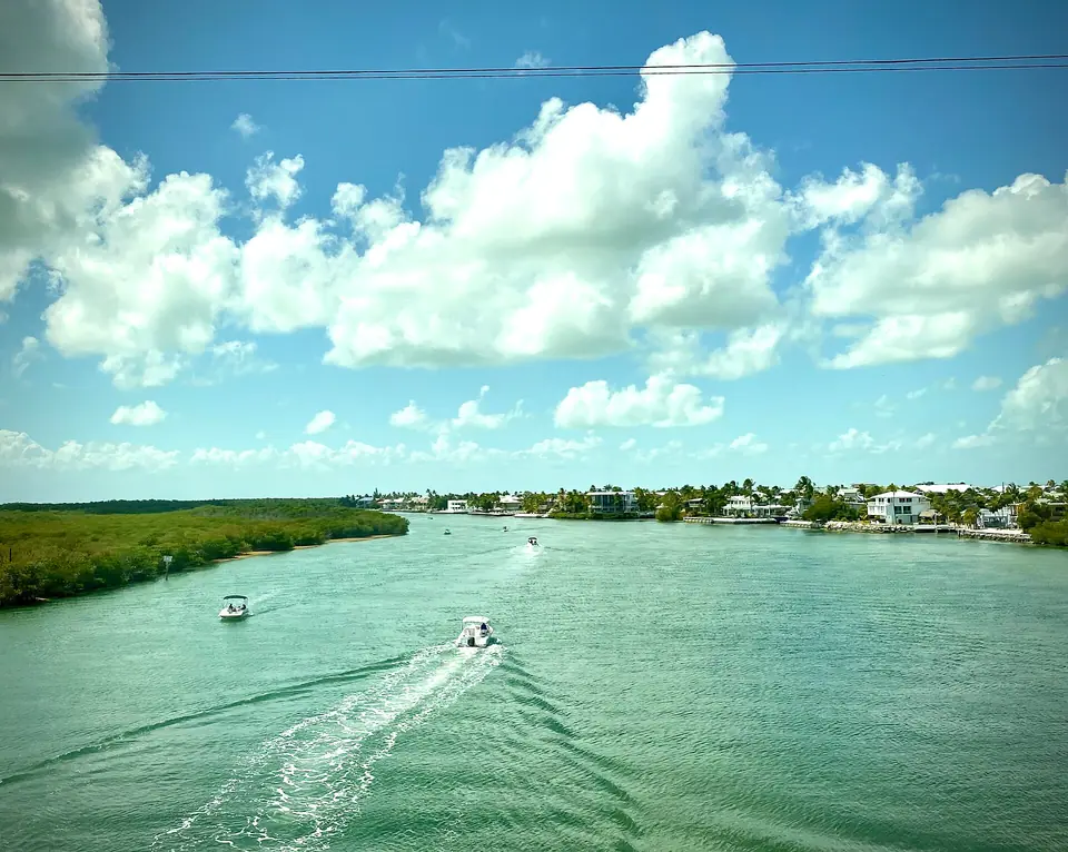Boats and mangroves along Snake Creek in Islamorada, Florida Keys