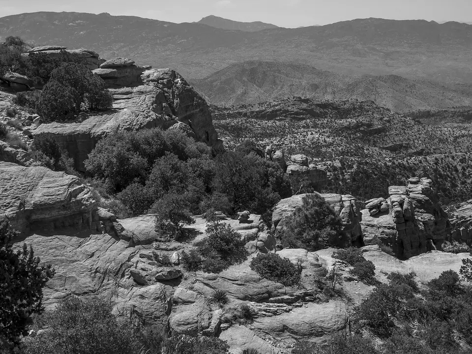 Granite rock formations along the Mount Lemmon Highway in the Santa Catalina Mountains north of Tucson
