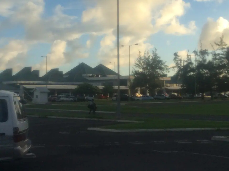 Terminal building of Hewanorra International Airport in Vieux Fort seen from the car park