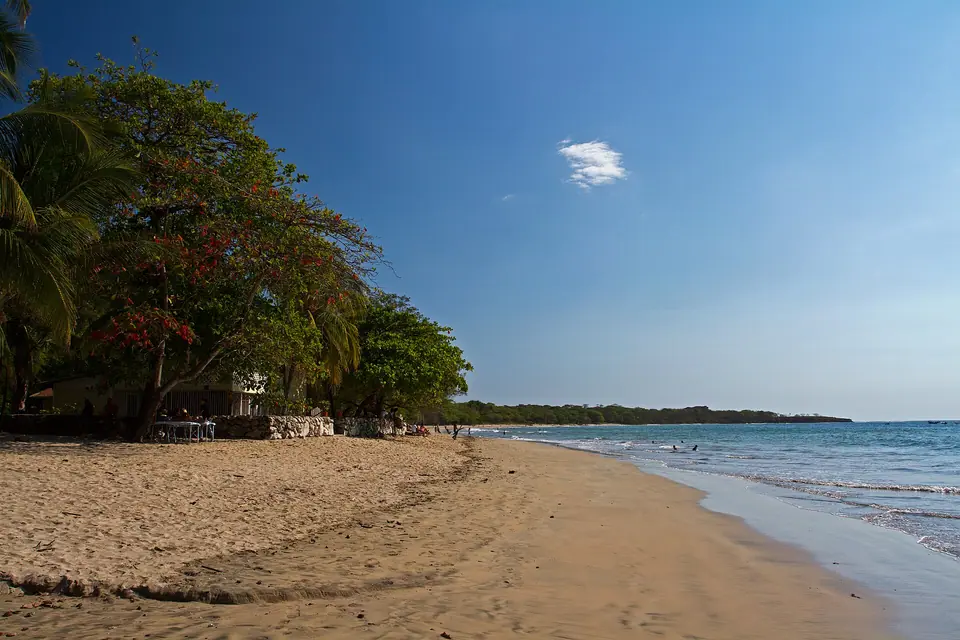 Wide sandy beach and surf at Tamarindo, Guanacaste