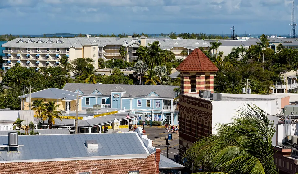 Historic buildings at the corner of Front Street and Duval Street in Key West