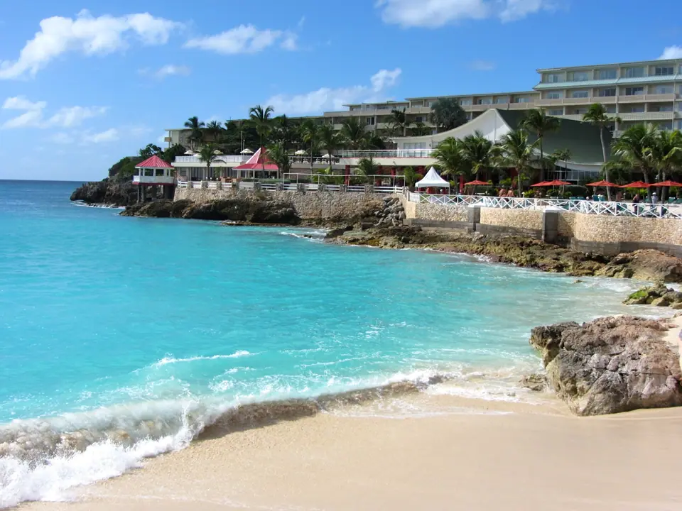 Sonesta Maho Beach Resort buildings and pool area at Maho, Sint Maarten
