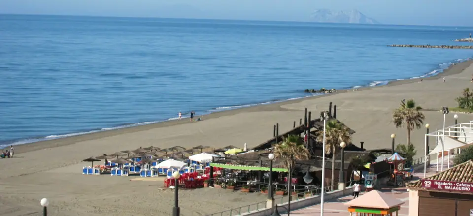 Wide sandy beach at Estepona on Spain's Costa del Sol