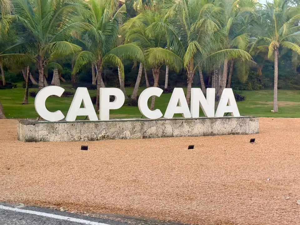 Turquoise water and pale sand along the coast at Cap Cana, Dominican Republic