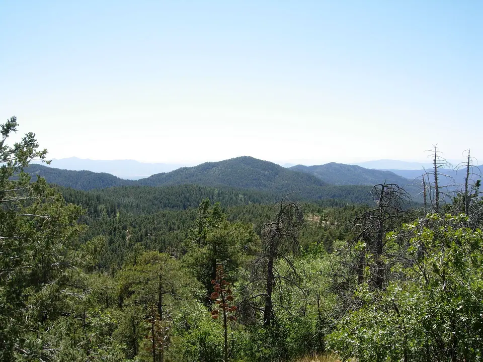 Rugged desert ridges of the Bradshaw Mountains in central Arizona under a clear sky