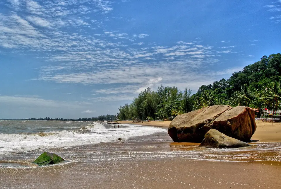 Long quiet sandy beach at Khao Lak on Thailand's Andaman coast