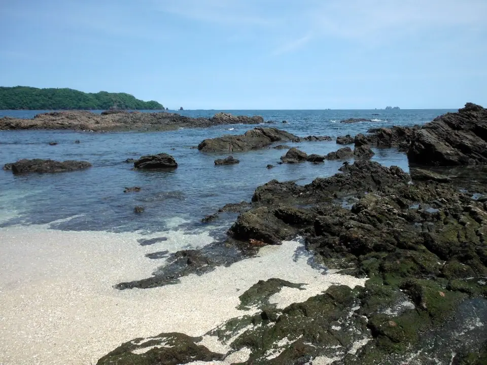 Rocky headland of Punta Conchal next to the shell beach of Playa Conchal, Costa Rica