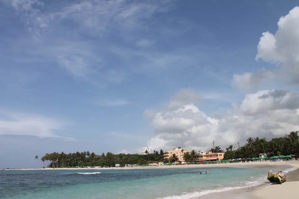 Public beach in the center of Juan Dolio east of Santo Domingo