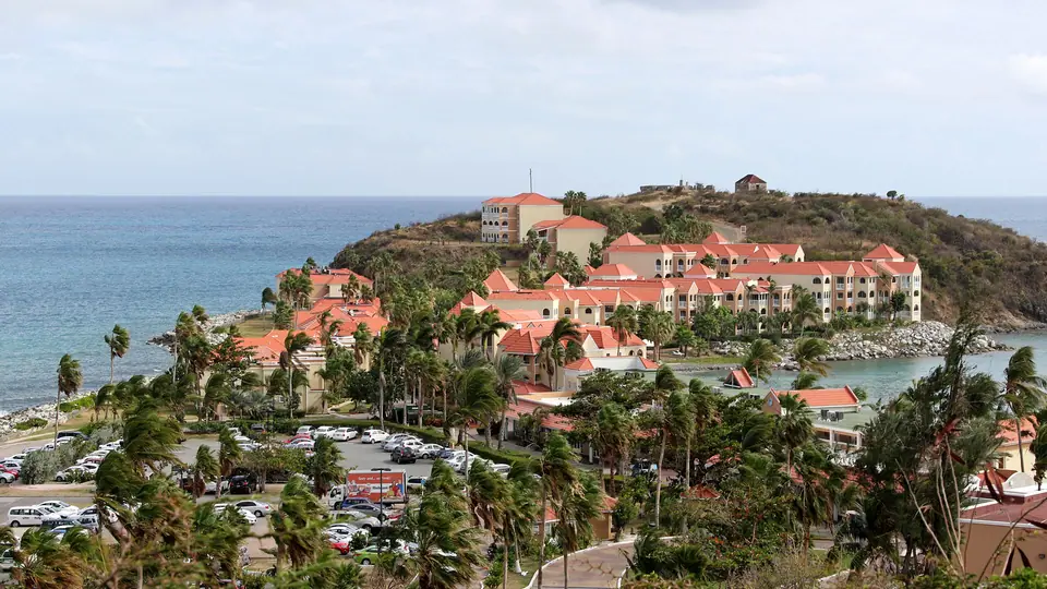 Fort Amsterdam ruins on the peninsula above Little Bay in Sint Maarten
