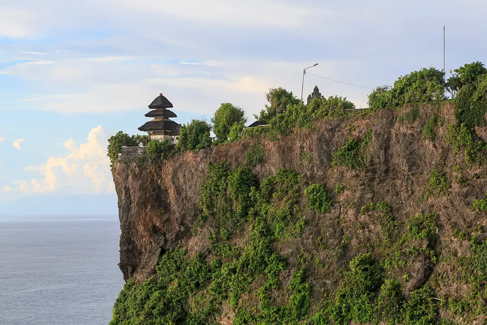 Pura Luhur Uluwatu temple on a cliff edge above the Indian Ocean in southern Bali